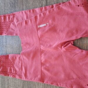 Gymshark Orange Crochet Panel Workout Dry‎ Athletic Leggings Pants Womens Small